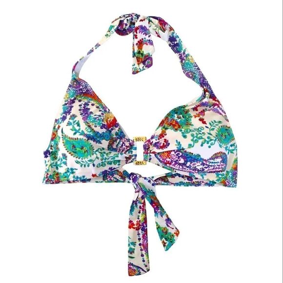 Ralph Lauren Colorful Cabana Paisley Ring Front Halter Bikini Set Size 12 - Picture 6 of 16